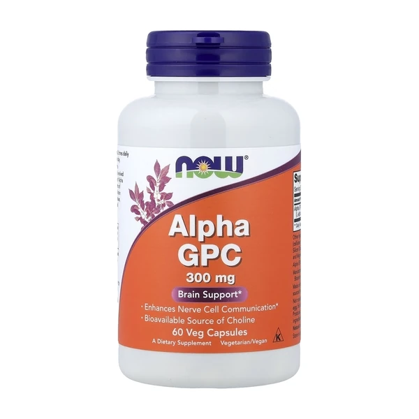 Альфа-ГФХ NOW Foods Alpha GPC 300 мг, 60 растительных капсул