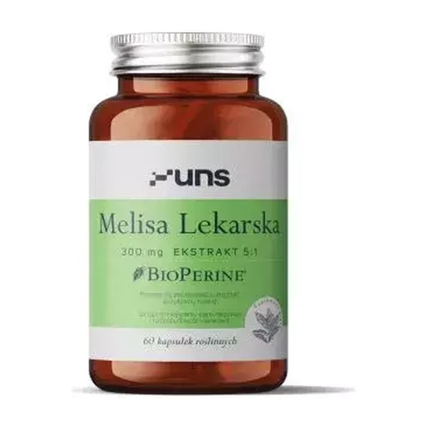 Экстракт мелисы UNS Lemon balm (Melisa Lekarska) + Bioperine, 60 растительных капсул