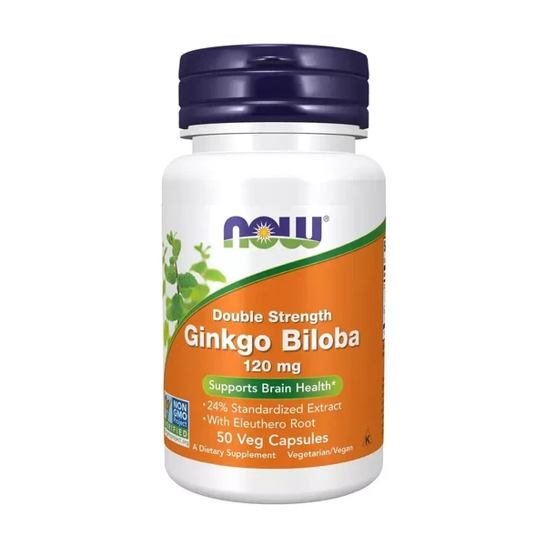 Экстракт гинкго билоба NOW Foods Ginkgo Biloba 120 мг, 100 растительных капсул