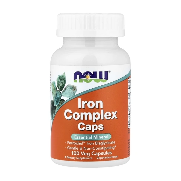 Комплекс железа NOW Foods Iron Complex Caps (Glycinate), 100 растительных капсул